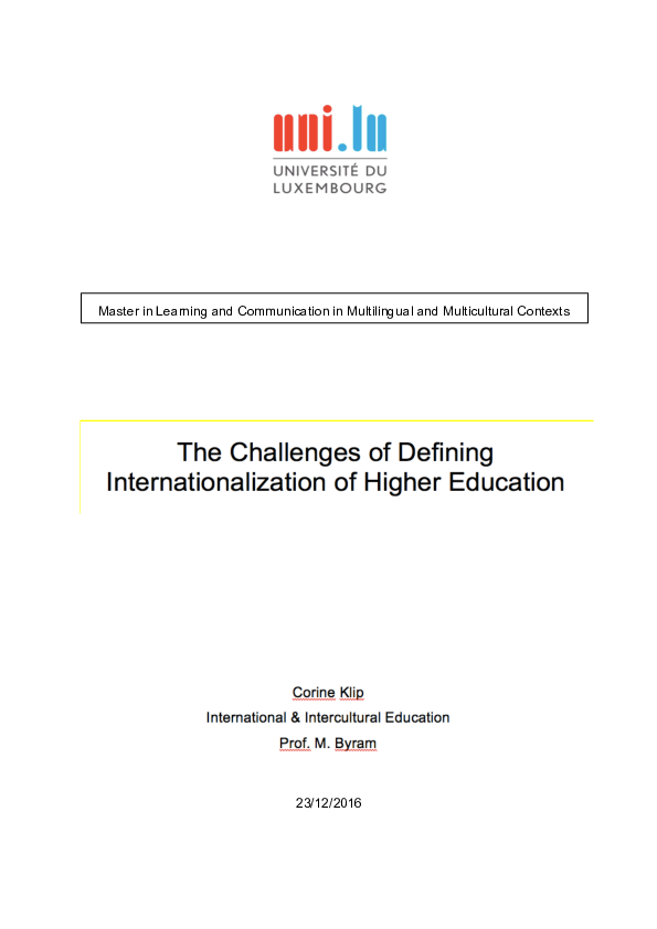 (PDF) The Internationalization of Higher Education