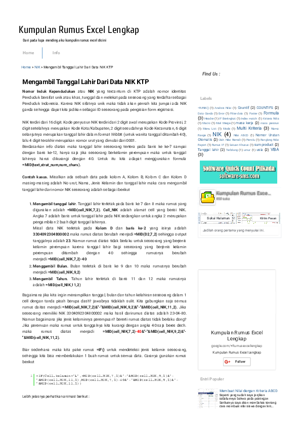PDF Mengambil Tanggal Lahir Dari Data NIK KTP Kumpulan PDF Mengambil Tanggal Lahir Dari Data NIK KTP Kumpulan