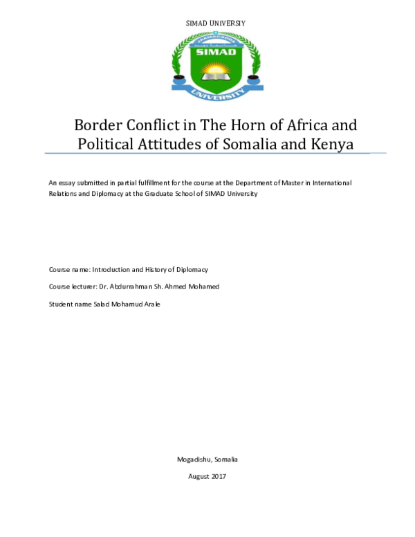 (DOC) Border Conflict in The Horn of Africa and Political Attitudes of ...