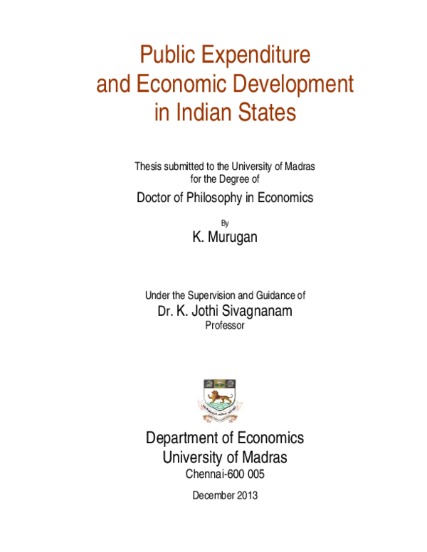 (PDF) Public Expenditure and Economic Development in Indian States