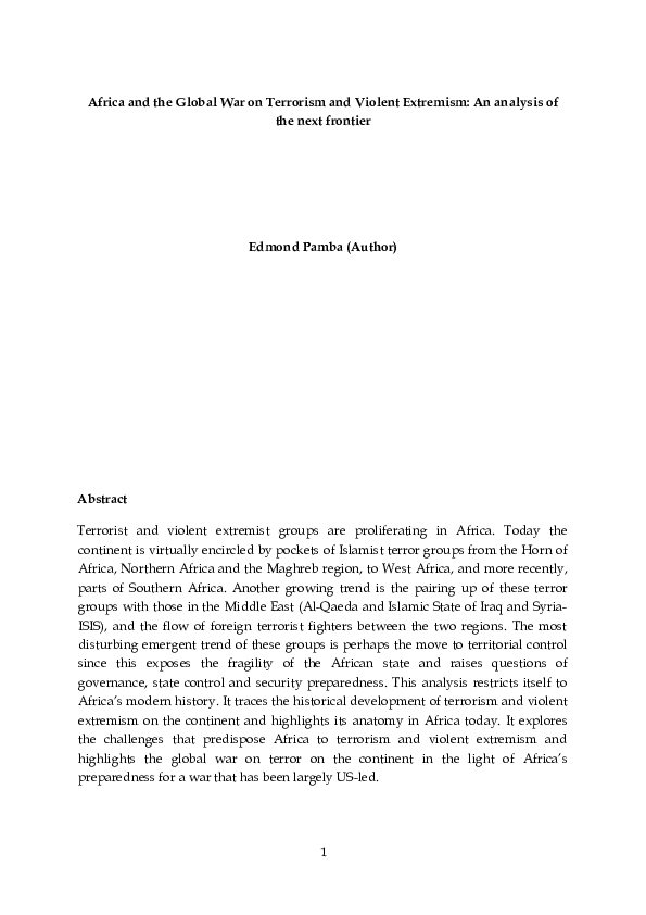 (DOC) Africa and the Global War on Terrorism and Violent Extremism: An ...