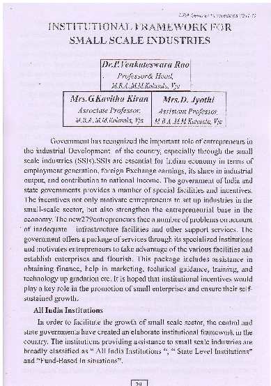 (PDF) Institutional framework for Small Scale Industries