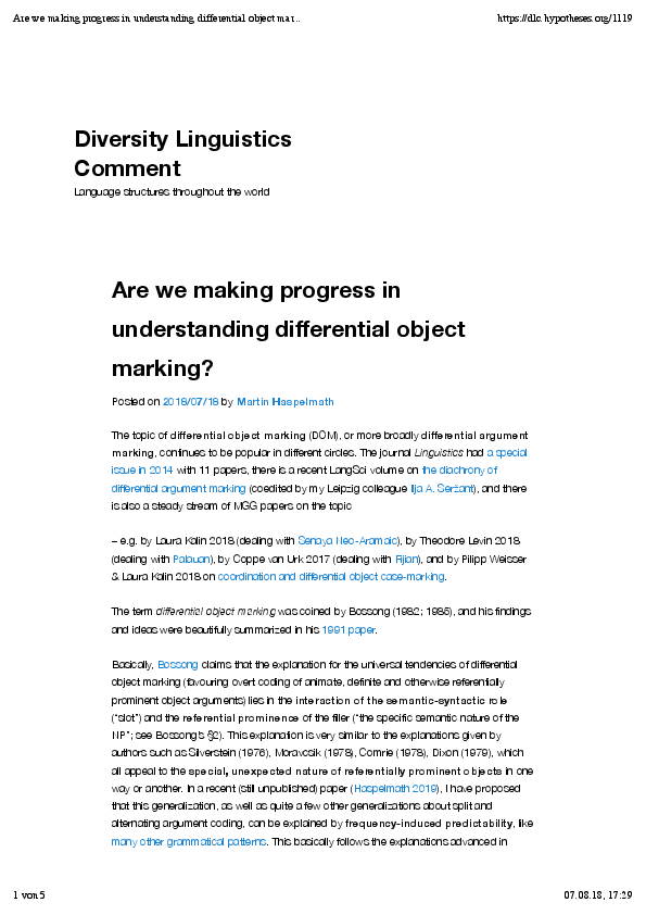 (PDF) Are we making progress in understanding differential object