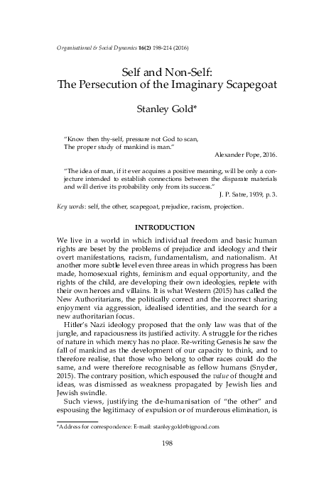 (PDF) Self and Non-Self: The Persecution of the Imaginary Scapegoat