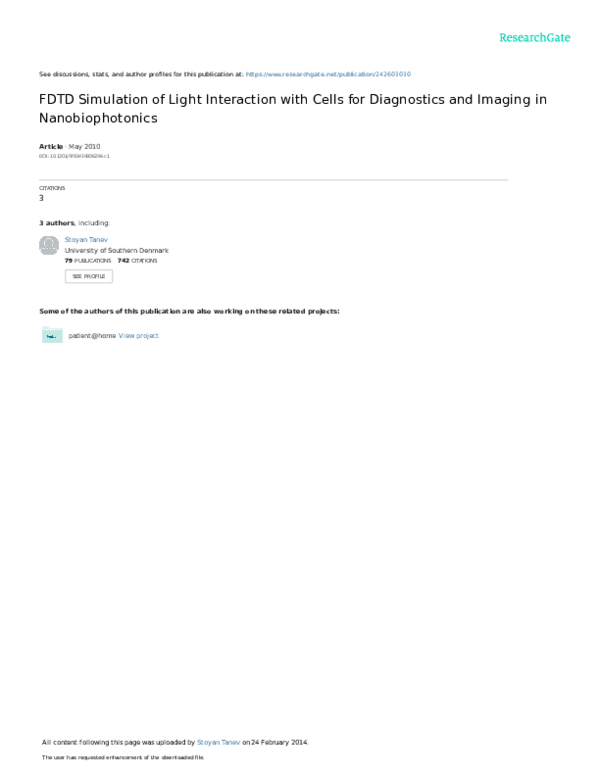 (PDF) FDTD Simulation of Light Interaction with Cells for Diagnostics ...
