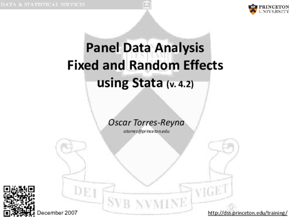 (PDF) Panel Data Analysis Fixed and Random Effects using Stata (v. 4.2