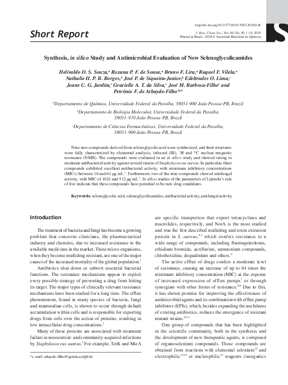 (PDF) Synthesis, in silico Study and Antimicrobial Evaluation of New ...