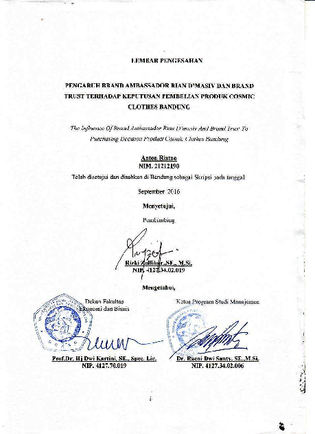 Pdf Dok Pengaruh Brand Ambassador Rian D Masiv Dan Brand Trust Terhadap Keputusan Pembelian Produk Cosmic Cl Risma Sabila Academia Edu
