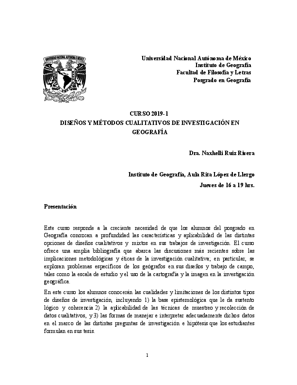 (PDF) Course Syllabus. Diseños y métodos cualitativos de investigación