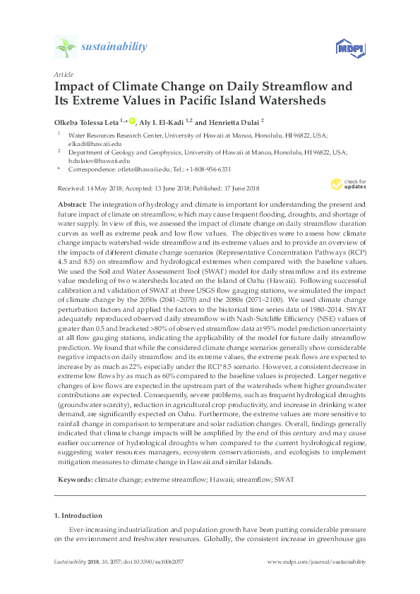 (PDF) Impact of Climate Change on Daily Streamflow and Its Extreme ...