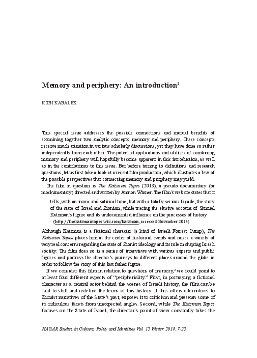(PDF) Memory and Periphery: An Introduction