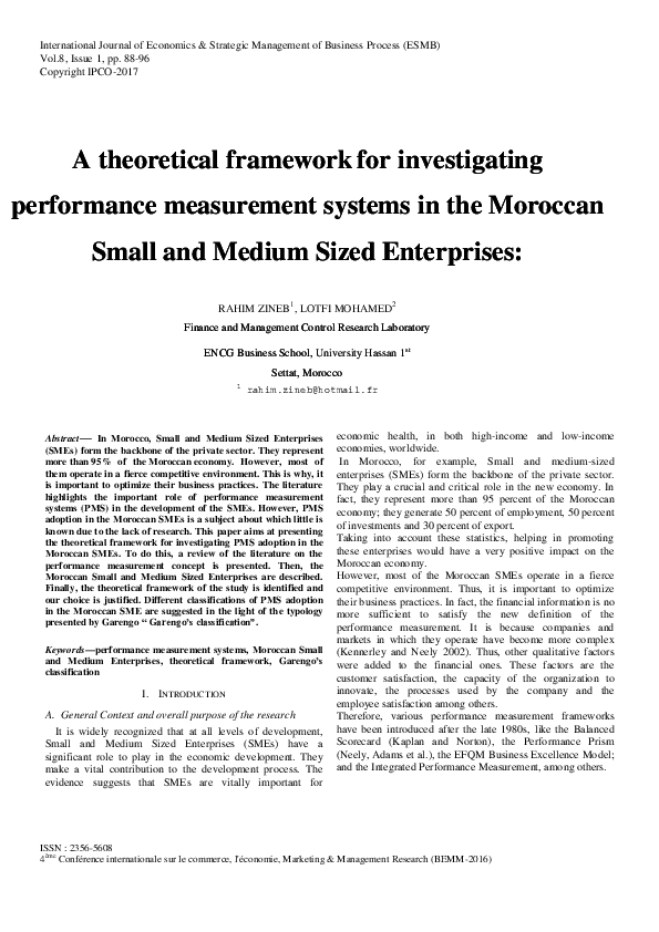 (PDF) A theoretical framework for investigating performance measurement ...