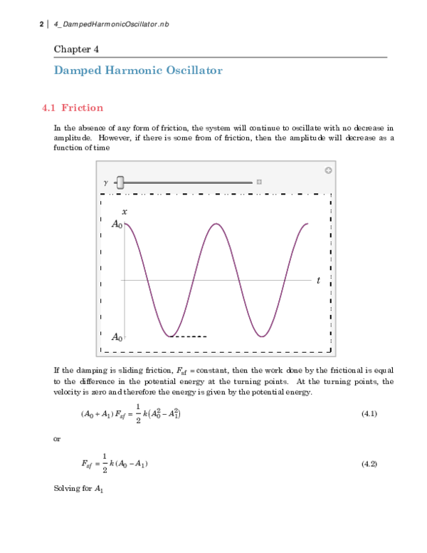 (PDF) Damped Harmonic Oscillator 4.1 Friction Rohit Saini Academia.edu