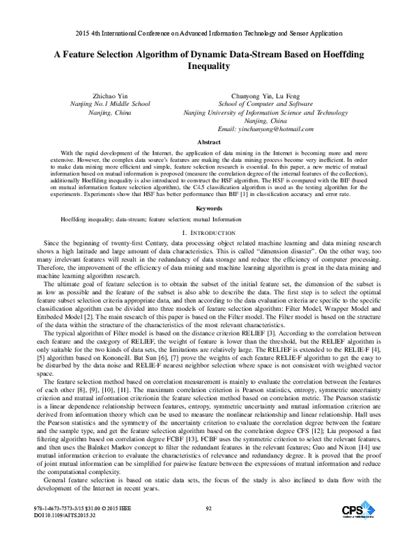 (PDF) A Feature Selection Algorithm of Dynamic Data-Stream Based on ...