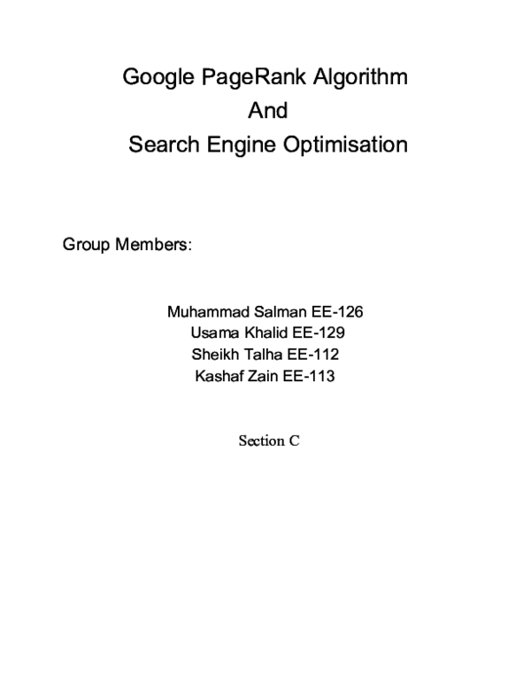 (PDF) Google PageRank Algorithm