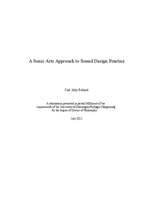 (PDF) A Sonic Arts Approach to Sound Design Carl Boland Academia.edu