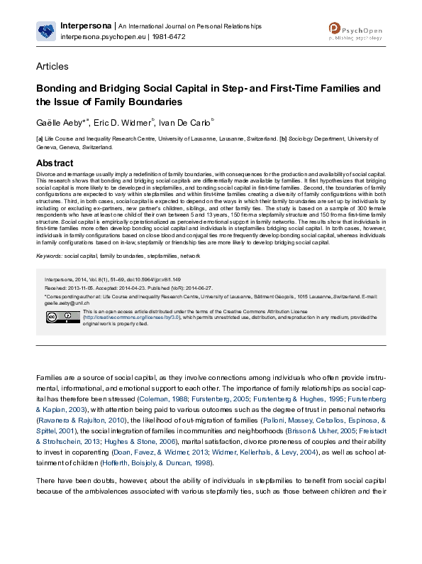 (PDF) Bonding and Bridging Social Capital in Step- and First-Time ...