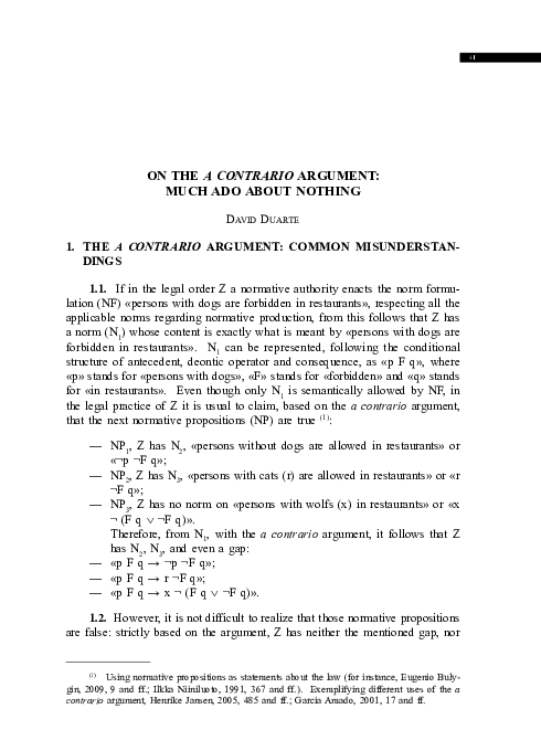 (PDF) On the A Contrary Argument: Much Ado About Nothing