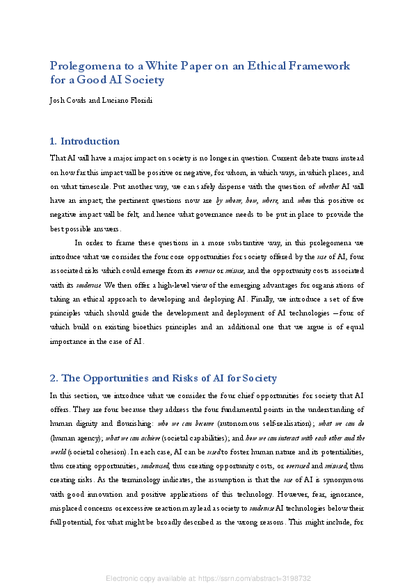 (PDF) Prolegomena to a White Paper on an Ethical Framework for a Good ...