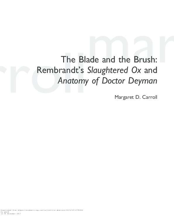 (PDF) The Blade and the Brush: Rembrandt's Slaughtered Ox and Anatomy ...