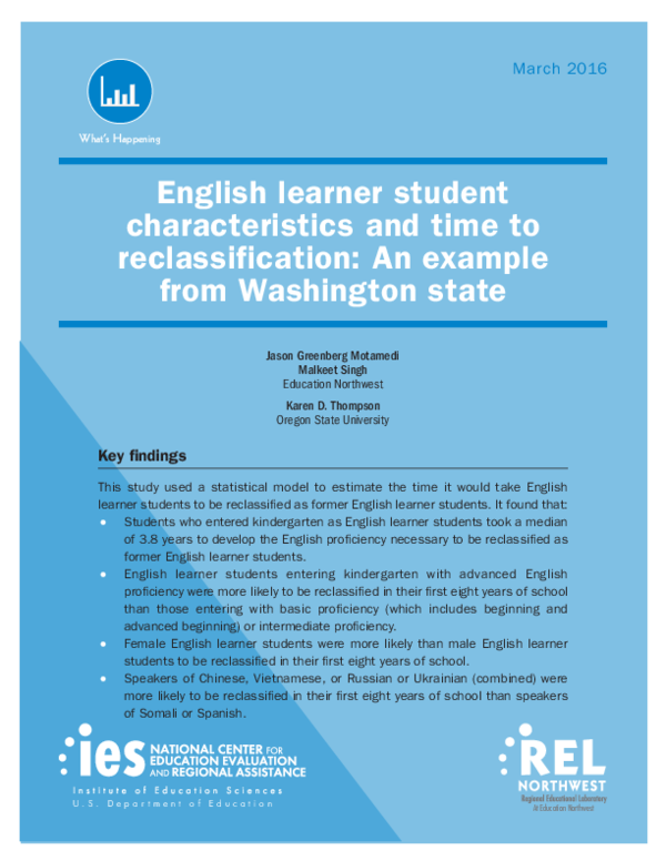 (PDF) English learner student characteristics and time to
