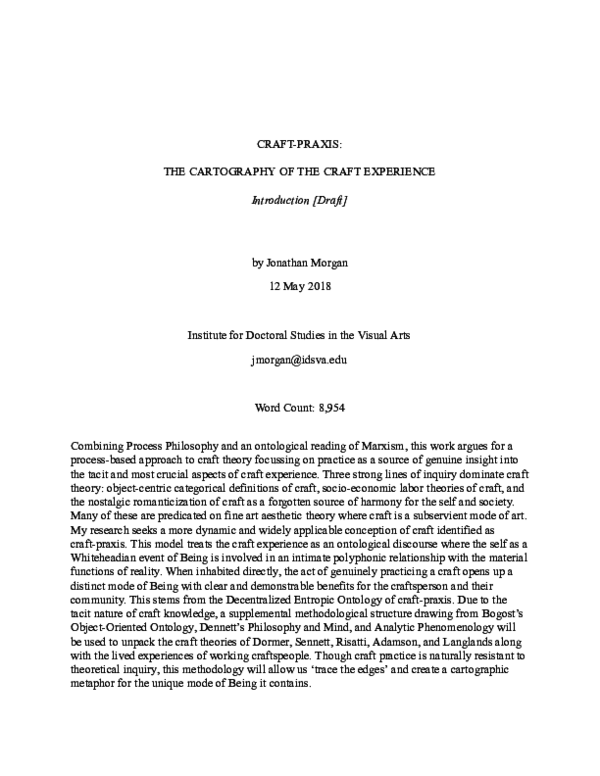 (PDF) Craft-Praxis: The Cartography of the Craft Experience (Introduction)