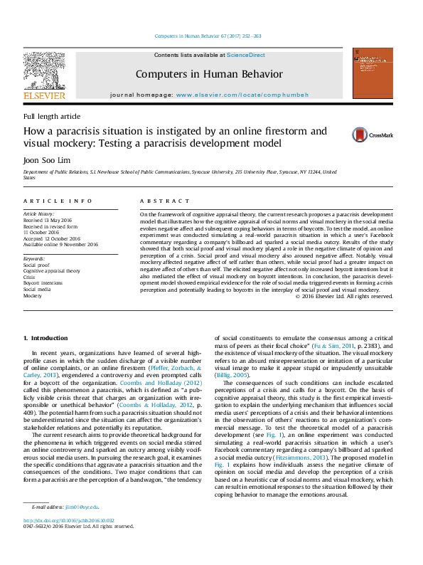 (PDF) How a paracrisis situation is instigated by an online firestorm