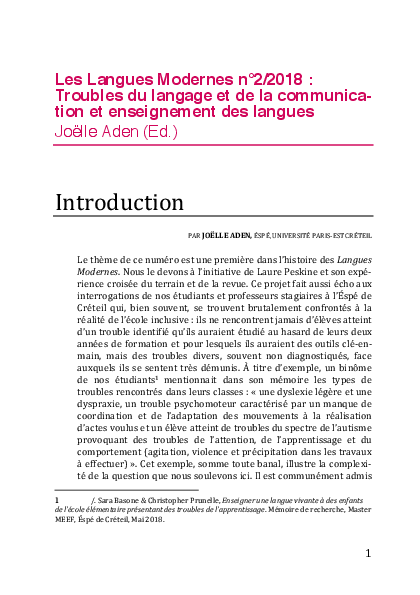 (PDF) Troubles du langage et de la communication et enseignement des ...