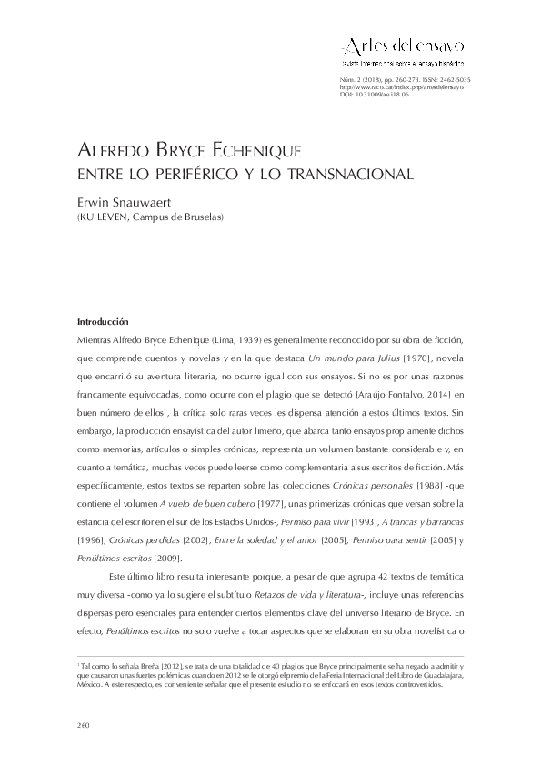(PDF) alfRedo BRyCe eChenique entRe lo peRiféRiCo y lo tRansnaCional