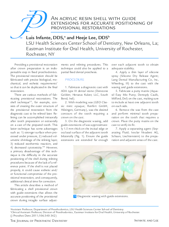 (PDF) An acrylic resin shell with guide extensions for accurate ...