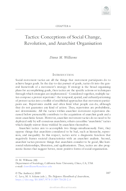 First page of “Tactics: Conceptions of Social Change, Revolution, and Anarchist Organisation”
