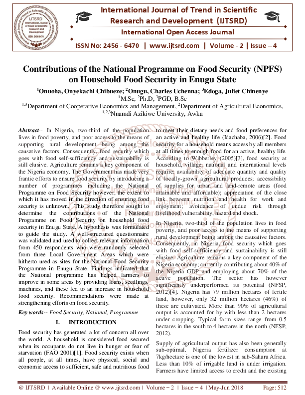 (PDF) Contributions of the National Programme on Food Security (NPFS ...