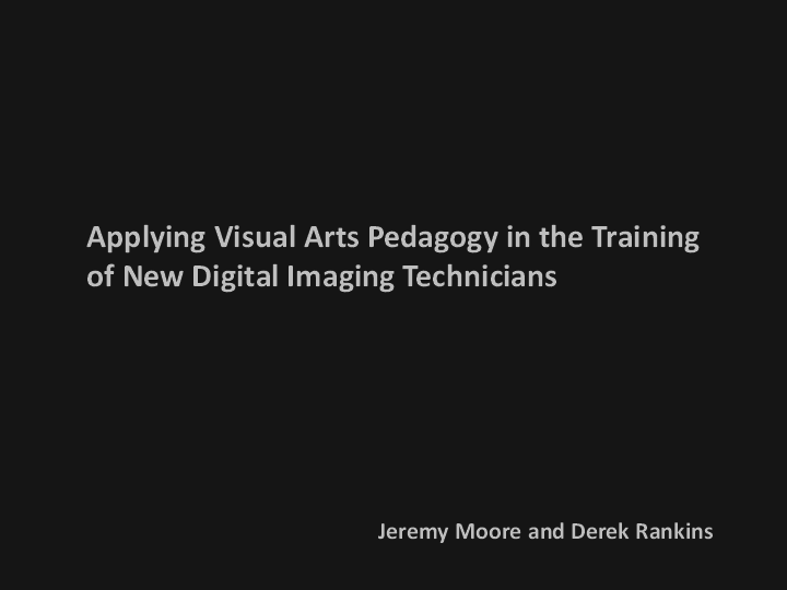 (PDF) Applying Visual Arts Pedagogy in the Training of New Digital