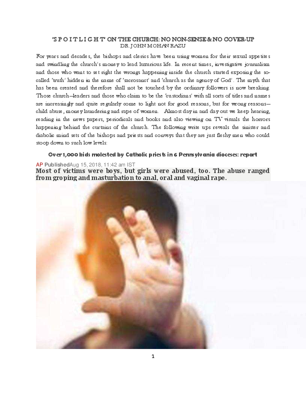 (PDF) 'S P O T L I G H T' ON THE CHURCH NO NONSENSE & NO COVER UP