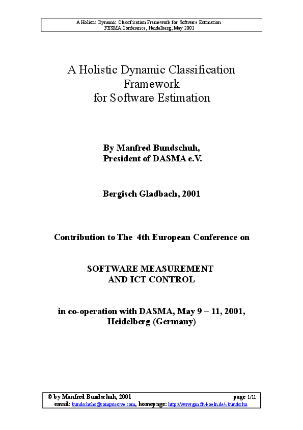 (PDF) A Holistic Dynamic Classification Framework for Software ...