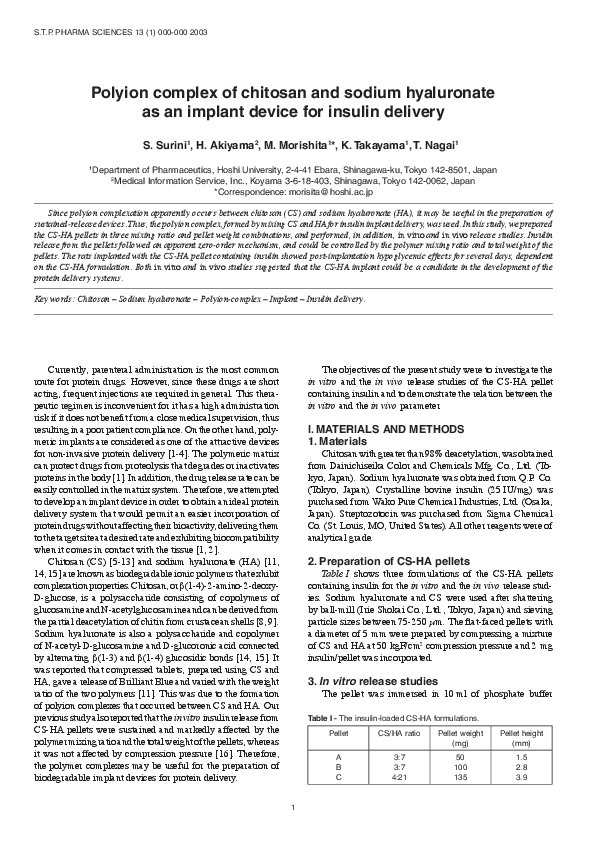 (PDF) Polyion complex of chitosan and sodium hyaluronate as an implant ...