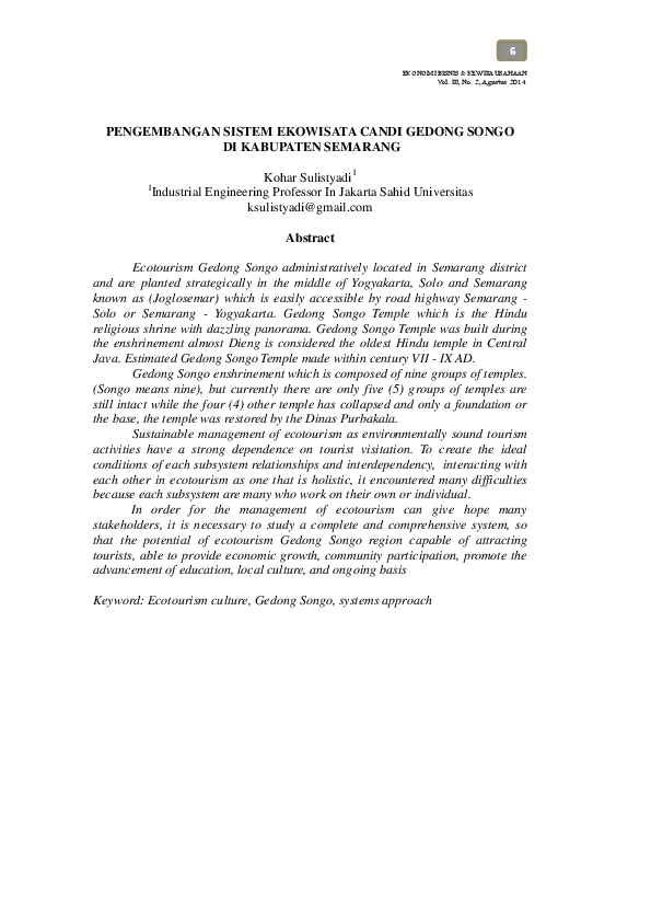 (PDF) Pengembangan Sistem Ekowisata Candi Gedong Songo Di Kabupaten