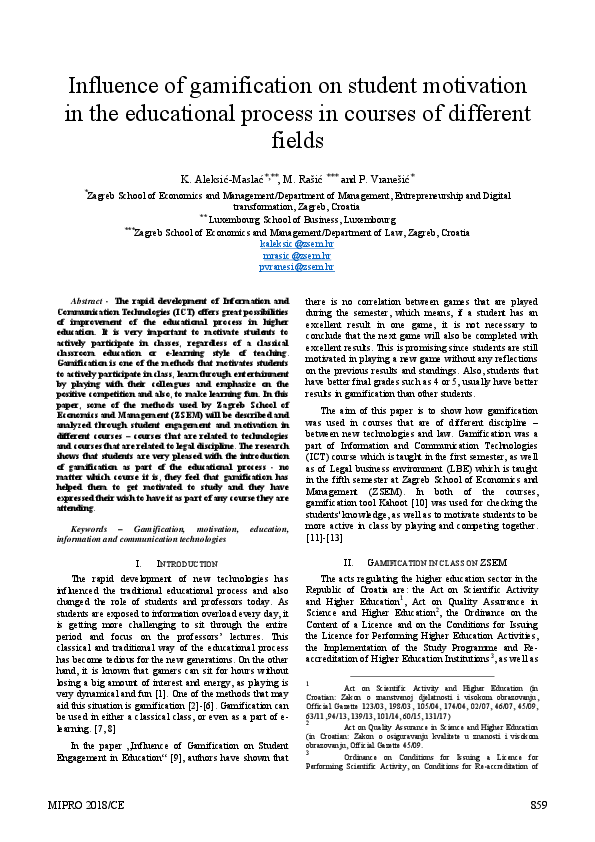 (PDF) Influence of gamification on student motivation in the ...