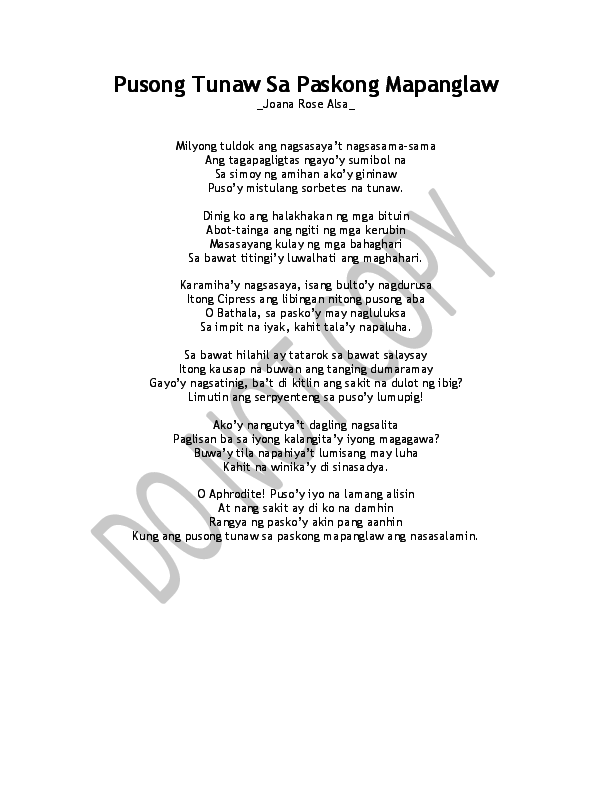 (DOC) ''Pusong Tunaw Sa Paskong Mapanglaw'' Poem.docx