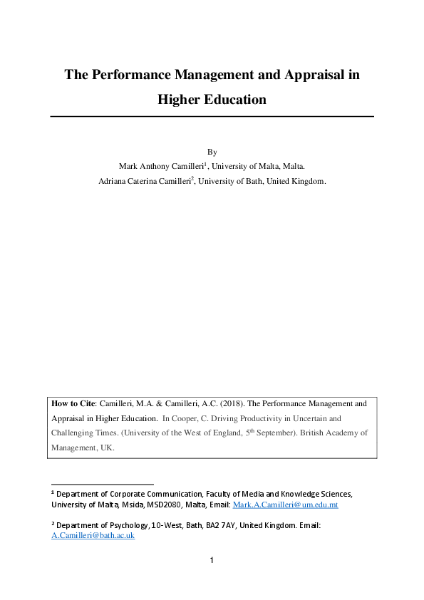 (DOC) The Performance Management and Appraisal in Higher Education