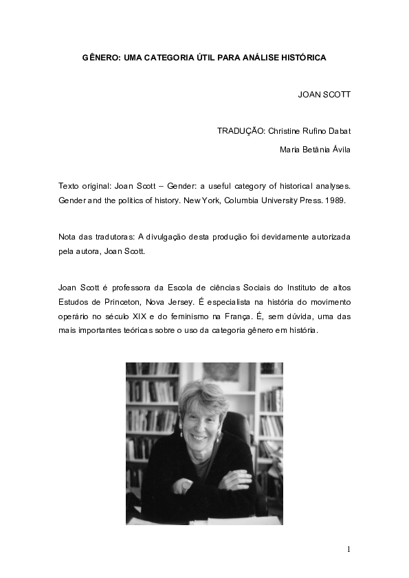 (PDF) GêneroJoan Scott Frederico Dourado Rodrigues Morais Academia.edu