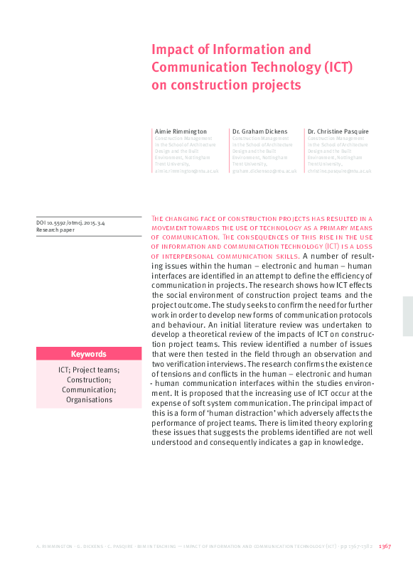 (PDF) Impact of Information and Communication Technology (ICT) on ...