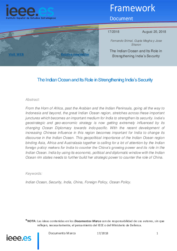 (PDF) Framework Document The Indian Ocean and Its Role in Strengthening ...