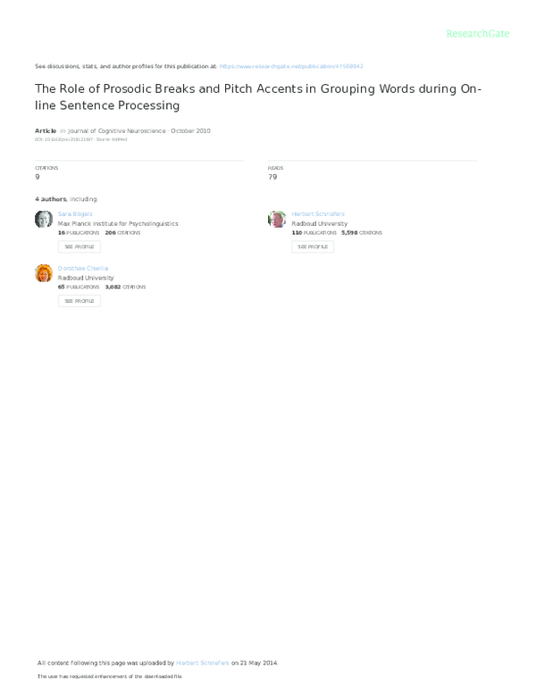 (PDF) The Role of Prosodic Breaks and Pitch Accents in Grouping Words ...