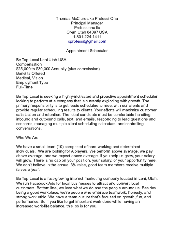 (PDF) Appointment Scheduler thomas mcclure Academia.edu