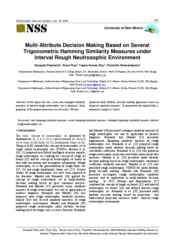 (PDF) Multi-Attribute Decision Making Based on Several Trigonometric ...