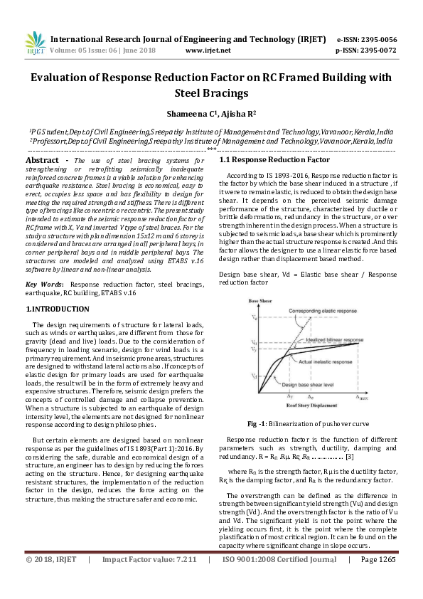 (PDF) IRJET- Evaluation of Response Reduction Factor on RC Framed ...