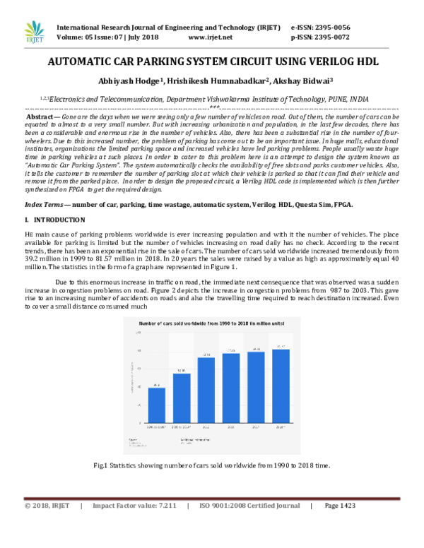 (PDF) IRJET- AUTOMATIC CAR PARKING SYSTEM CIRCUIT USING VERILOG HDL