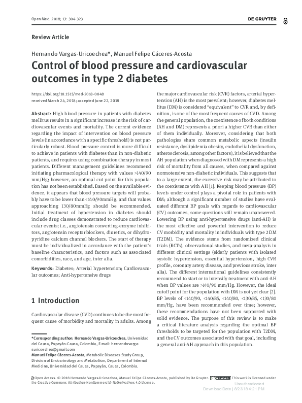 (PDF) Control of blood pressure and cardiovascular outcomes in type 2 ...