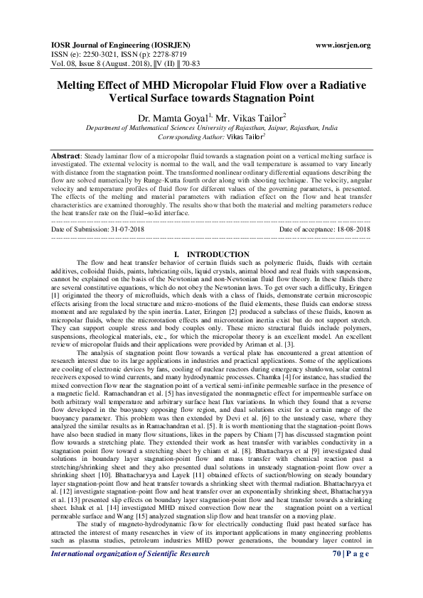 (PDF) Melting Effect of MHD Micropolar Fluid Flow over a Radiative ...